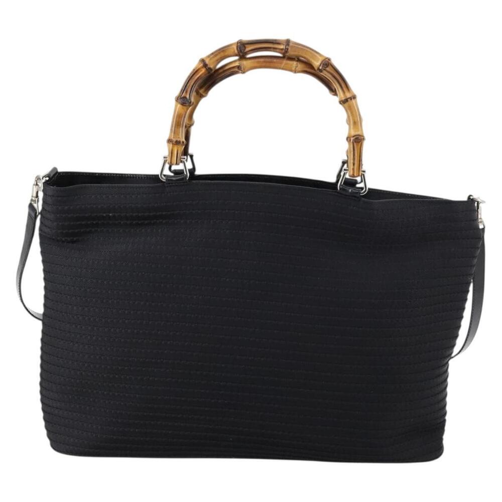 GUCCI Bamboo Hand Bag Nylon 2way Black Auth ep11085 - Picture 2 of 16